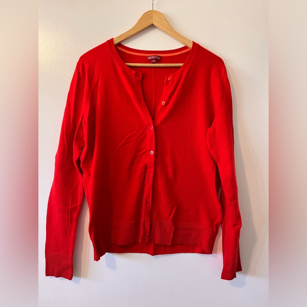 Red Merona by Target button up cardigan size large